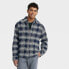 Фото #1 товара Men's Heavyweight Long Sleeve Flannel Button-Down Shirt - Goodfellow & Co Blue S