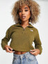 The North Face cropped 1/4 zip sherpa fleece in khaki Exclusive at ASOS