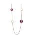 Фото #2 товара Sterling Silver Extra long 18K Rose Gold Plated Purple Cubic Zirconia Charm Necklace