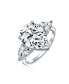 Bridal Wedding 7CT CZ Pear Shaped Brilliant Cut Solitaire Teardrop Engagement Ring Thin Band Sterling Silver Cubic Zirconia Trillion Side Stones