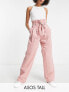 Фото #1 товара ASOS DESIGN Tall stripe paperbag waist trouser in pink