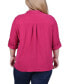 Plus Size Long Sleeve Roll Tab Blouse Фиолетовый, 1X - фото #2