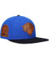 Men's Blue, Black New York Knicks Heritage Leather Patch Snapback Hat