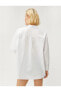 Фото #4 товара 3sak60011pw 000 Beyaz Kadın Pamuk Woven Tops Uzun Kollu Gömlek