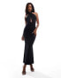 Фото #2 товара ASOS DESIGN cross front halter maxi dress with ruching in black