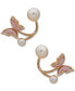 ფოტო #1 პროდუქტის Gold-Tone Pavé Pink Butterfly & Imitation Pearl Drop Earrings