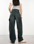 Bershka denim look carpenter trousers in green blue wash