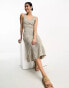 Фото #2 товара NA-KD flowy hem midi dress in beige melange