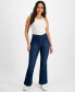 Фото #1 товара Petite High-Rise Flare-Leg Pull-On Denim Jeans, Created for Macy's