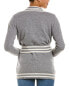 Kier + J Striped Belt Cashmere Cardigan Women's Grey L