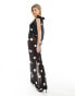 Фото #3 товара ASOS DESIGN mesh maxi dress with contrast satin ties in spot print