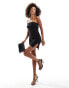 In The Style bengaline foldover bandeau mini dress in black