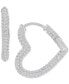 ფოტო #1 პროდუქტის Cubic Zirconia Round & Baguette Heart Small Hoop Earrings, 0.79"