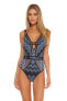 Фото #1 товара Becca by Rebecca Virtue 293729 Reveal Plunge One-Piece Black/Sky Size XS
