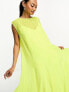 Фото #2 товара ASOS DESIGN sleeveless chiffon oversized smock dress with high godet detail in lime
