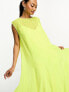 Фото #3 товара ASOS DESIGN sleeveless chiffon oversized smock dress with high godet detail in lime