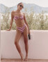 4th & Reckless x Luana Barron paloma high leg stripe bikini bottom in cherry red