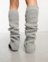 Фото #2 товара Damson Madder chunky knitted leg warmers in pale grey