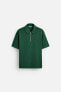 TEXTURED WEAVE POLO SHIRT WITH ZIP