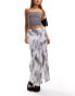 Monki slim maxi skirt in grey soft tie dye