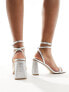 Simmi London Bolt block heeled sandal in embellished silver