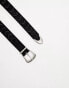 ASOS DESIGN suede belt in black with woven detail