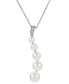 ფოტო #1 პროდუქტის Cultured Freshwater Pearl (3-1/2 - 7-1/2mm) & White Topaz Graduated (1/4 ct. t.w.) Pendant Necklace in Sterling Silver, 16" + 2" extender