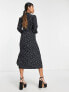 River Island midi dress in black polka dot with heart button detail