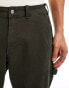 Фото #3 товара Abercrombie & Fitch workwear athletic loose fit garment dyed trousers in dark green