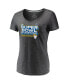 ფოტო #3 პროდუქტის Women's Heather Charcoal Los Angeles Rams Super Bowl LVI Champions Parade V-Neck T-shirt