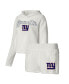 ფოტო #1 პროდუქტის Women's White New York Giants Fluffy Pullover Sweatshirt and Shorts Sleep Set
