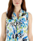 ფოტო #3 პროდუქტის Petite Printed Tie-Neck Sleeveless Top