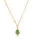 Gold-Tone Green and Pink Flower Bead Necklace
