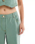 Something New X Chloe Frater straight leg baggy jeans co-ord in washed watercress green Голубой, 34 - фото #8