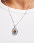 Lost Souls oval coin pendant with tiger eye stone in stainless steel