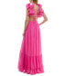 Juniors' Ruffled Lace-Up-Back Gown