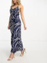 Фото #1 товара 4th & Reckless elli sheer maxi summer dress in navy zebra print