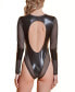 Women's Pleather Power Mesh Bodysuit 1 Pc Lingerie