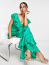 Фото #4 товара Hope & Ivy ruffle maxi tea dress in vivid green
