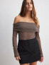 Фото #1 товара NA-KD fine knit draped neck top in light brown