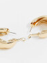 ASOS DESIGN hoop earrings with thick crossover design gold tone