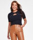 Фото #1 товара Women's Studded Cutout Top, Created for Macy's