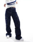 Фото #6 товара Stradivarius STR baggy denim utility jean in dark blue