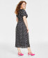 Фото #4 товара Women's Cherry Print Short-Sleeve Midi Dress, Created for Macy's