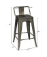 Set of 4 Low Back Metal Counter Stool 24'' Seat Height
