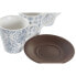 Piece Coffee Cup Set DKD Home Decor Blue Brown Rubber wood White Stoneware 150 ml