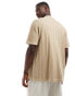 Jack & Jones button through texture knitted polo in beige ROGGENFELDER, XL - Chest 112cm - фото #2