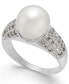 ფოტო #1 პროდუქტის Fine Silver Plate Pavé & Imitation Pearl Ring, Created for Macy's