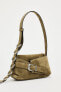 Mini suede crossbody bag with buckles