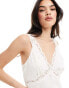 Y.A.S Bridal satin and lace mix cami midi dress in white